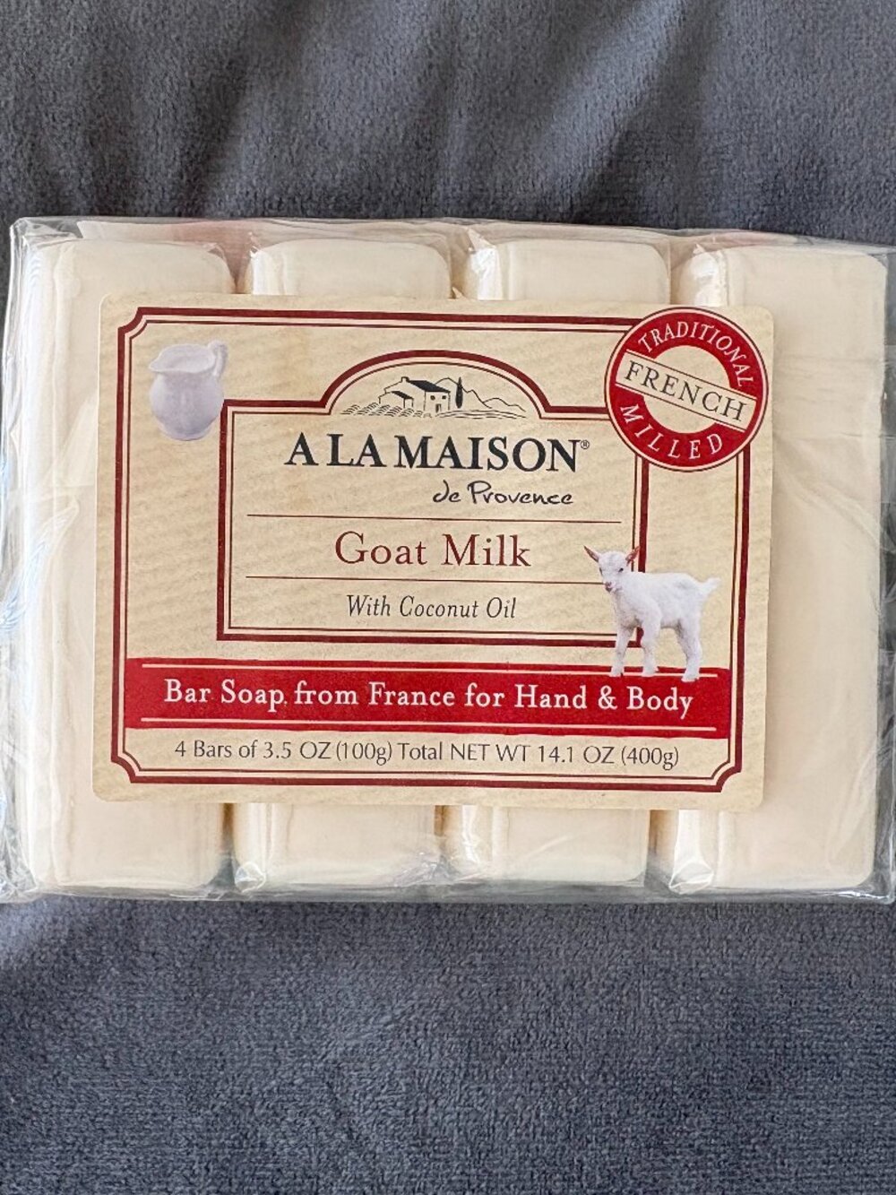 NWT - A La Maison de Provence - 4 pack - Goat Milk with Coconut Oil Bar Soaps